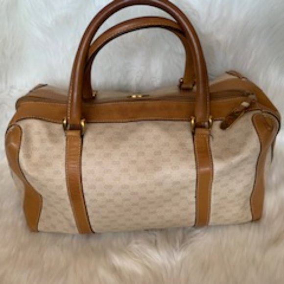 Gucci Vintage Cream and Tan Boston Bag - Picture 3 of 7